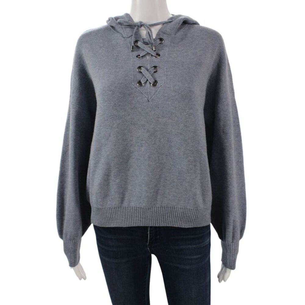 Philosophy By Republic Women Pullover Hoodie Gray Drawstring Size M